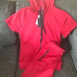 Red sweatsuit short set